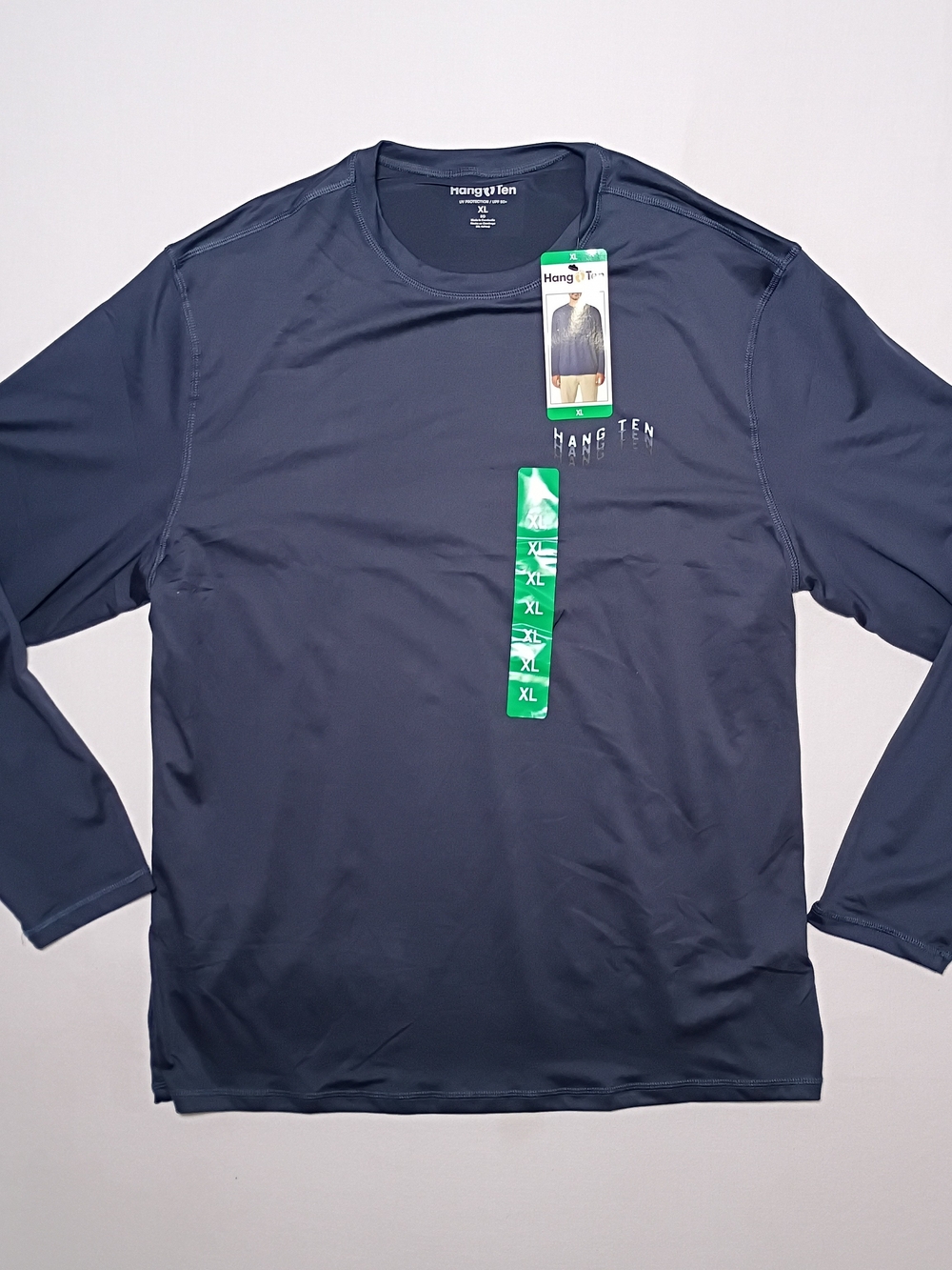 Hang Ten Mens Long Sleeve UV  Sun Tee Shirt XL Navy Blue 1486990